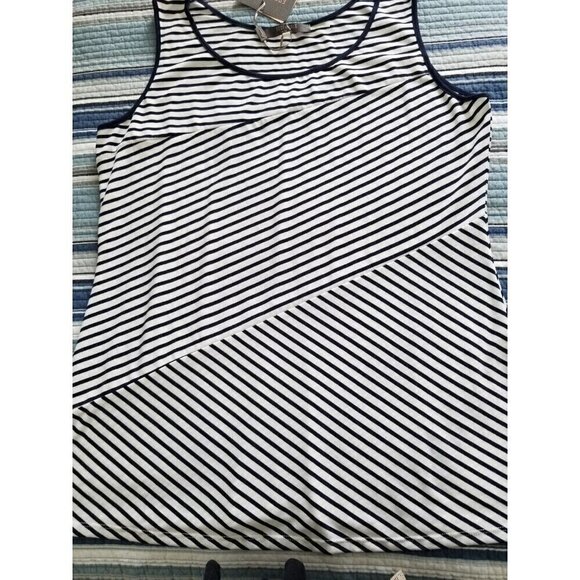 Essentials by Milano Stretch Knit Tunic Top Sleeveless Striped Womens Size XL - Picture 1 of 6